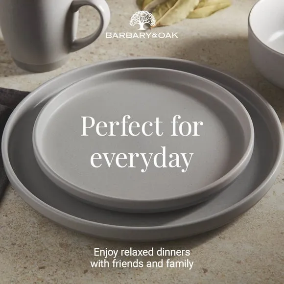 16-Piece Dinner Set with Rounded Design - Grey