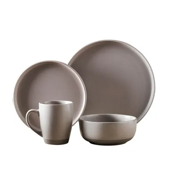 16-Piece Dinner Set with Rounded Design - Grey image