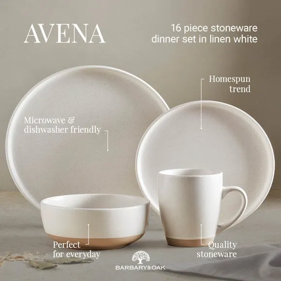 16-Piece Dinner Set with Rounded Design - White