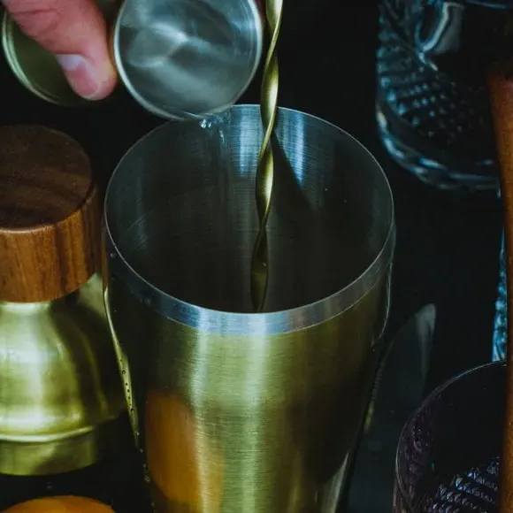 6-Piece Cocktail Set - Gold, Wood & Brass