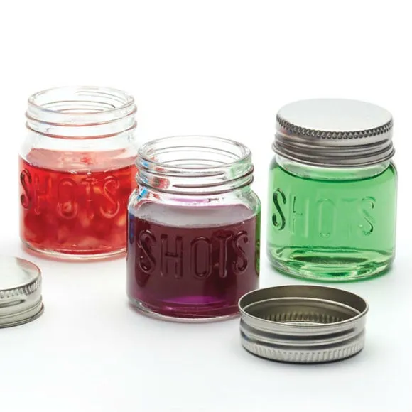 6-Piece Mini Drink Jars with Lids - Glass