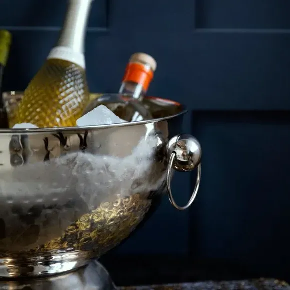 Champagne Bowl with Hammered Finish - Silver