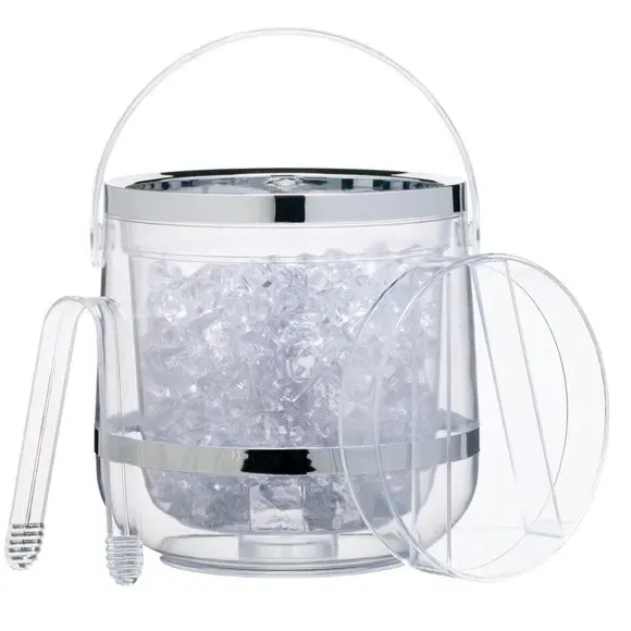 Double Walled Ice Bucket with Lid - Clear image
