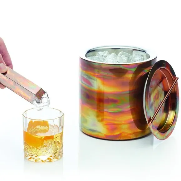 Ice Bucket with Tongs - Copper, Stainless Steel