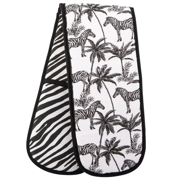 Double Oven Gloves - Black/White, Cotton image