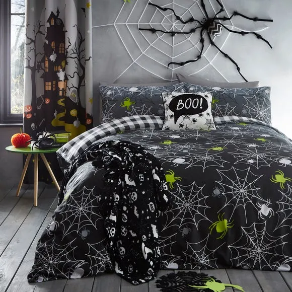 Fleece Throw Blanket Halloween Design - Black