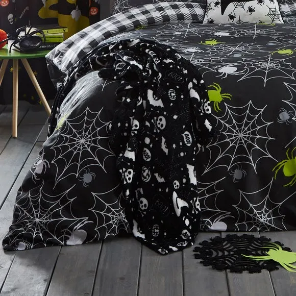 Fleece Throw Blanket Halloween Design - Black image