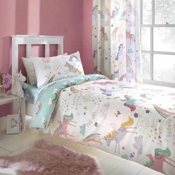 Rainbow Unicorn Duvet Set - Multicolor, Polycotton