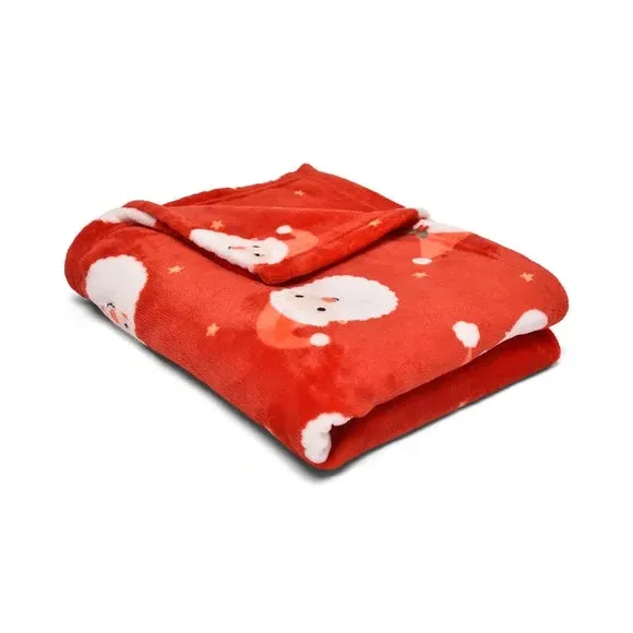 Santa Fleece Throw Blanket - Red image