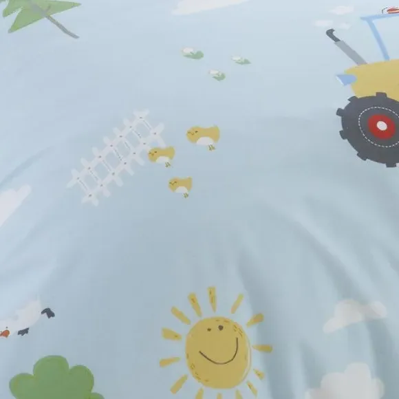 Single Duvet Cover Set Reversible - Blue, Cotton