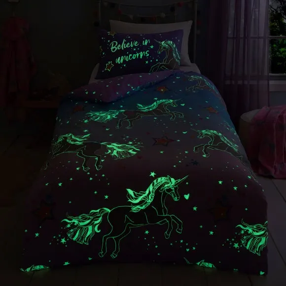 Single Duvet Cover Set with Glow - Purple