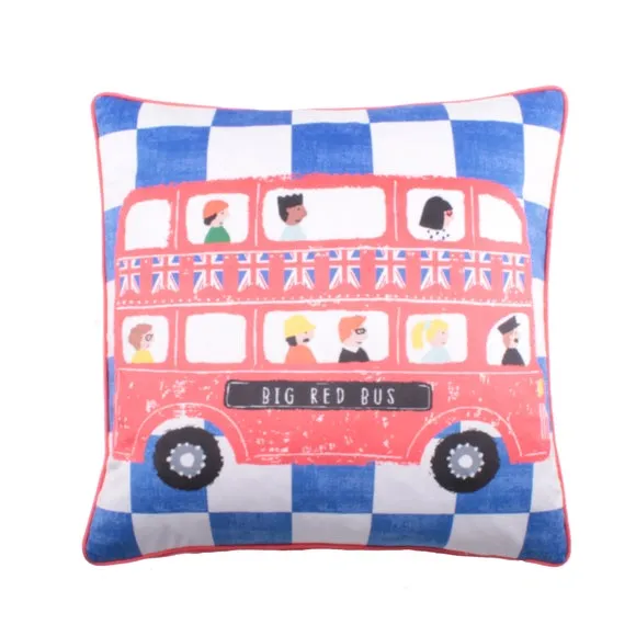 Square Cushion with Print - Blue, Velvet image