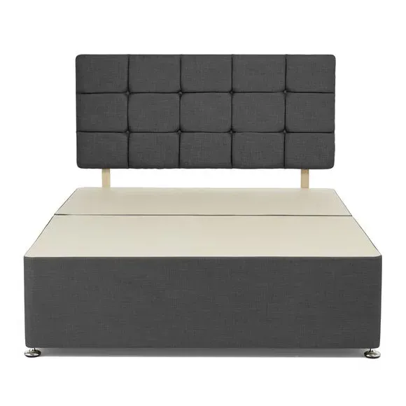 Platform Divan Base with Headboard - Charcoal, Linen