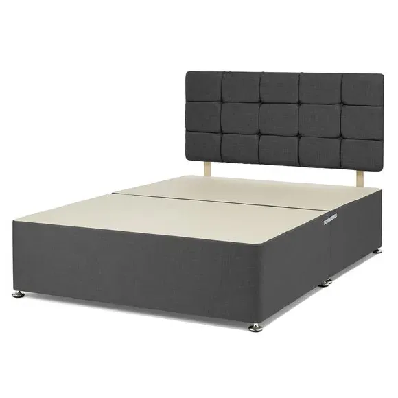 Platform Divan Base with Headboard - Charcoal, Linen