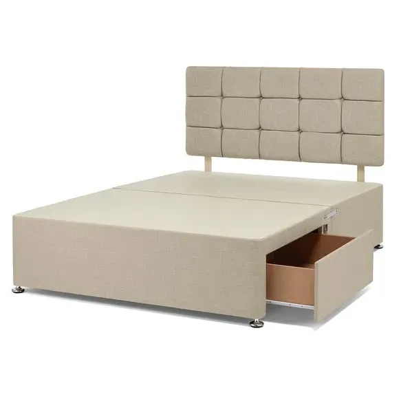 Platform Divan Base with Headboard - Cream, Linen
