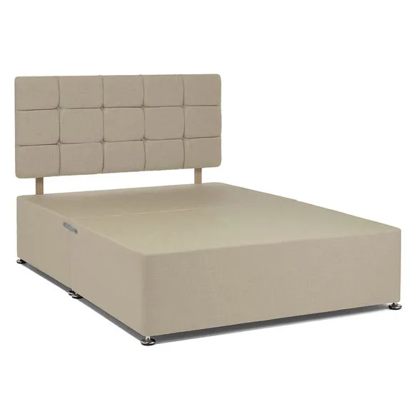 Platform Divan Base with Headboard - Cream, Linen