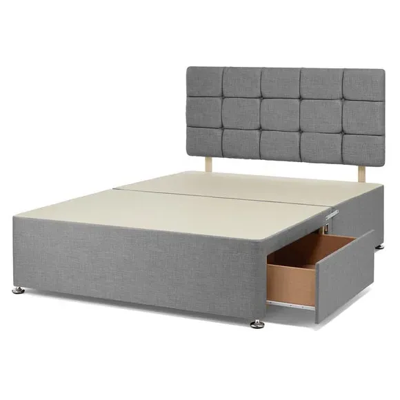 Platform Divan Base with Headboard - Slate, Linen