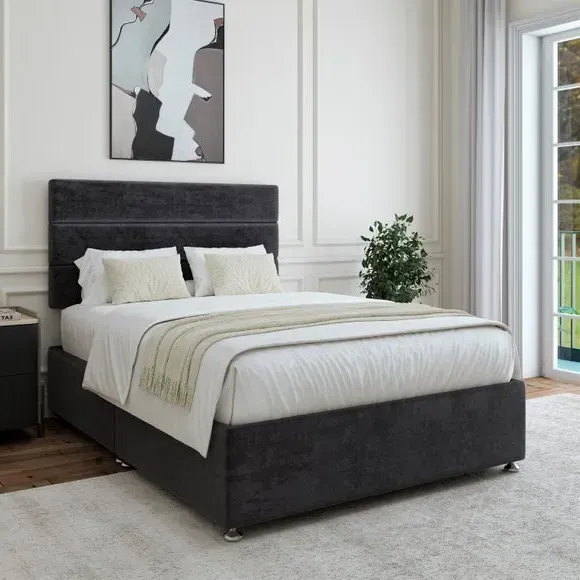 Universal Divan Base with Storage - Black, Chenille