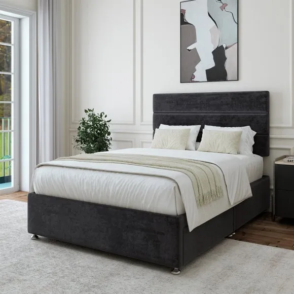 Universal Divan Base with Storage - Black, Chenille