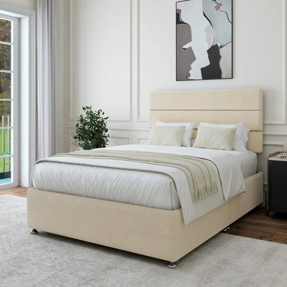 Universal Divan Base with Storage - Cream, Chenille