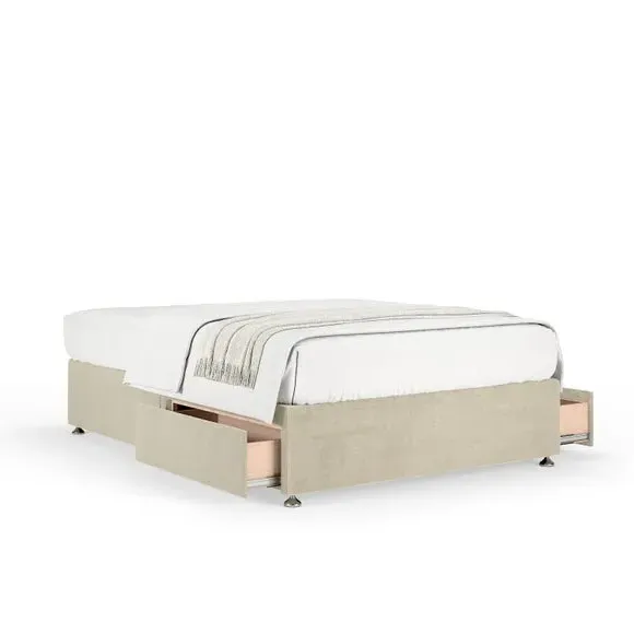 Universal Divan Base with Storage - Cream, Chenille