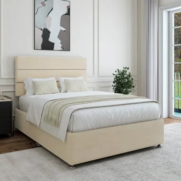 Universal Divan Base with Storage - Cream, Chenille