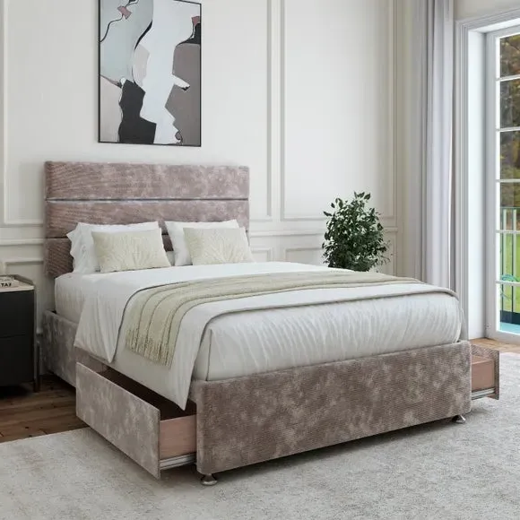 Universal Divan Base with Storage - Dove, Chenille