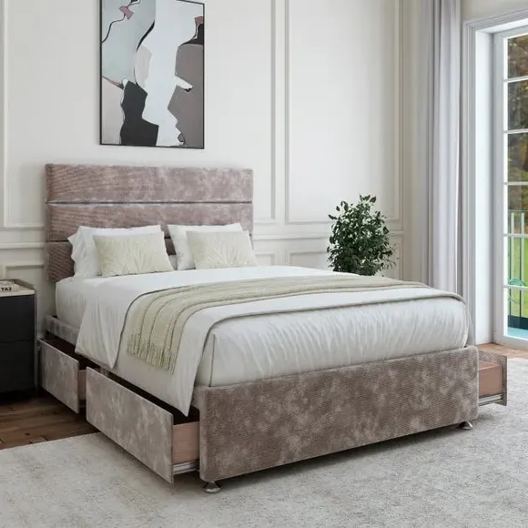 Universal Divan Base with Storage - Dove, Chenille