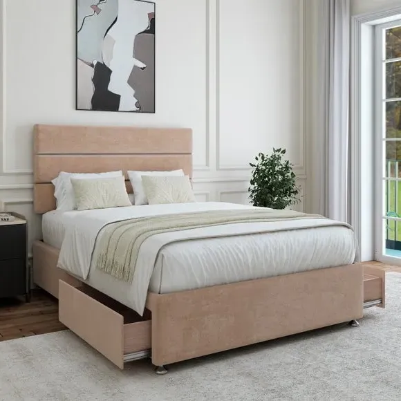 Universal Divan Base with Storage - Mink, Chenille