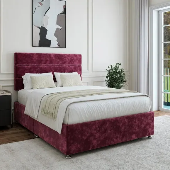 Universal Divan Base with Storage - Plum, Chenille