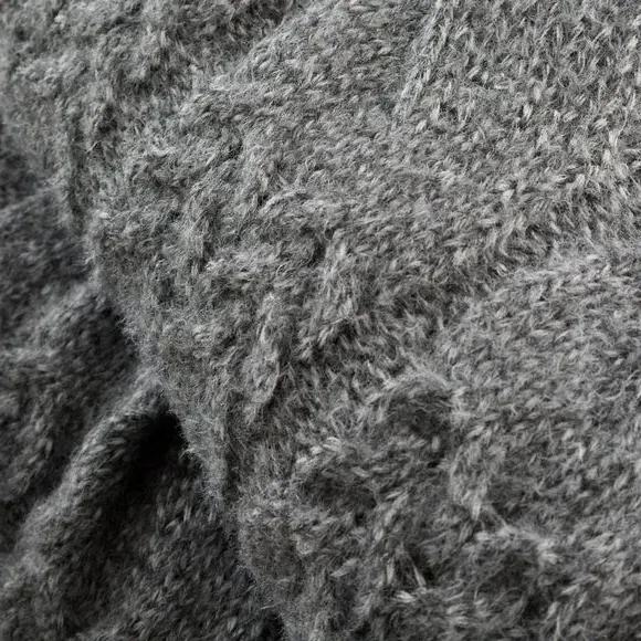 Cable Knit Throw Blanket - Grey, Soft Knit