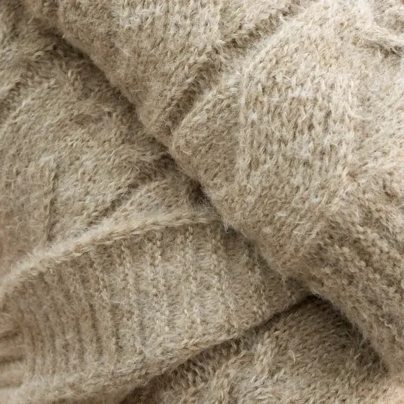 Cable Knit Throw Blanket - Natural, Soft Knit