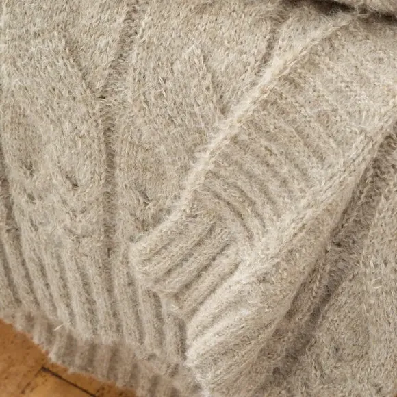 Cable Knit Throw Blanket - Natural, Soft Knit