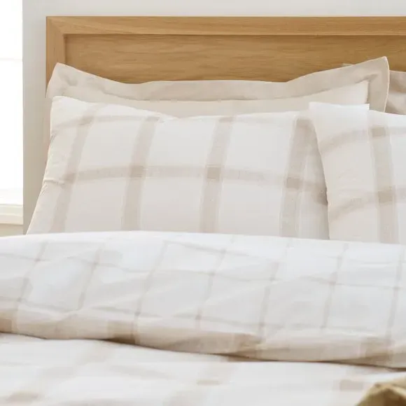 Check Duvet Cover Set - Natural, Cotton