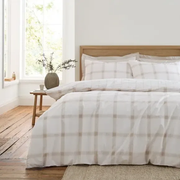 Check Duvet Cover Set - Natural, Cotton