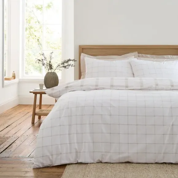 Check Duvet Cover Set - Natural, Cotton