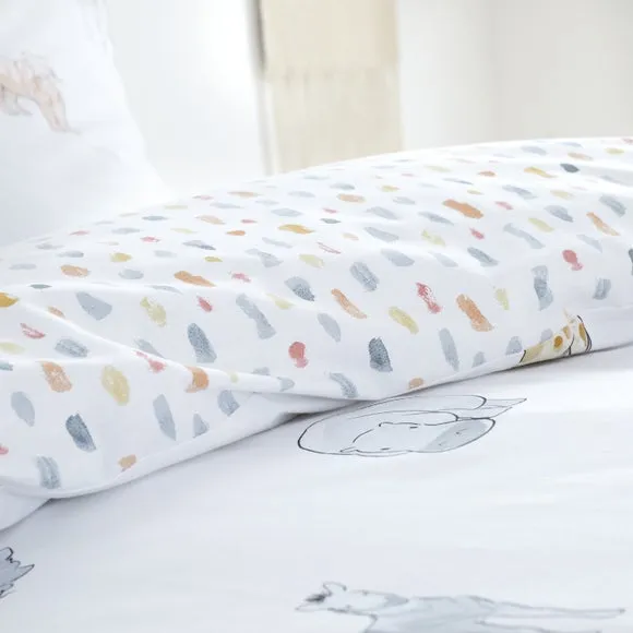 Cot Bed Duvet Cover Set Zoo Animals - White, Cotton