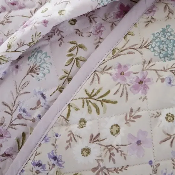 Quilted Bedspread with Piped Edge - Lilac, Cotton