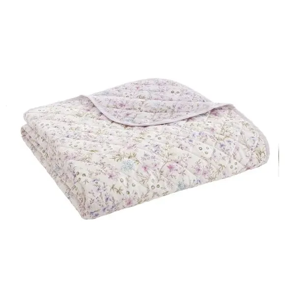Quilted Bedspread with Piped Edge - Lilac, Cotton