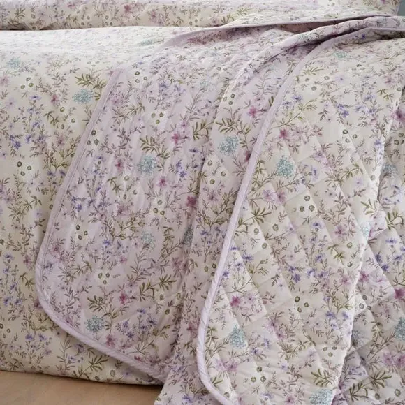 Quilted Bedspread with Piped Edge - Lilac, Cotton image
