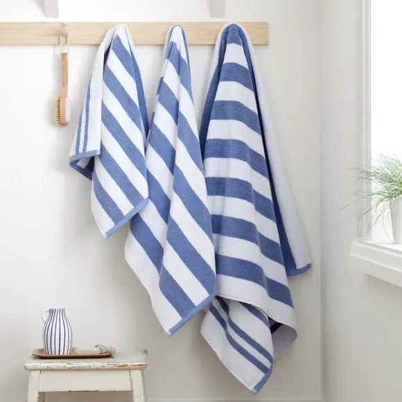 Reversible Stripe Towel - Blue, Cotton