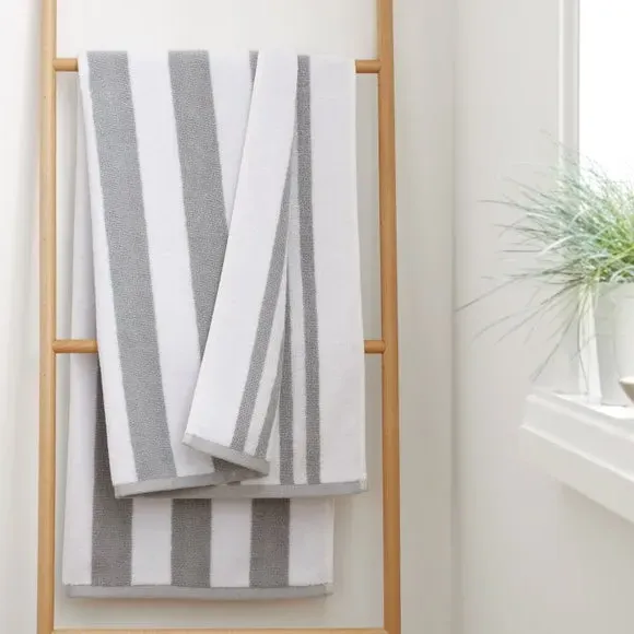 Reversible Stripe Towel - Grey, Cotton