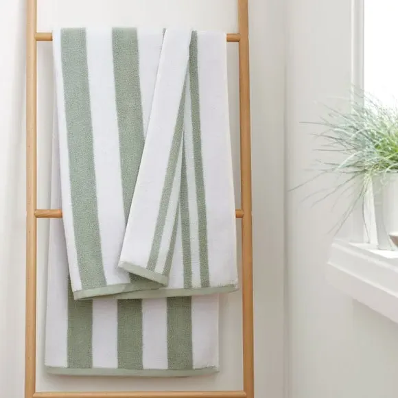 Reversible Stripe Towel - Sage, Cotton