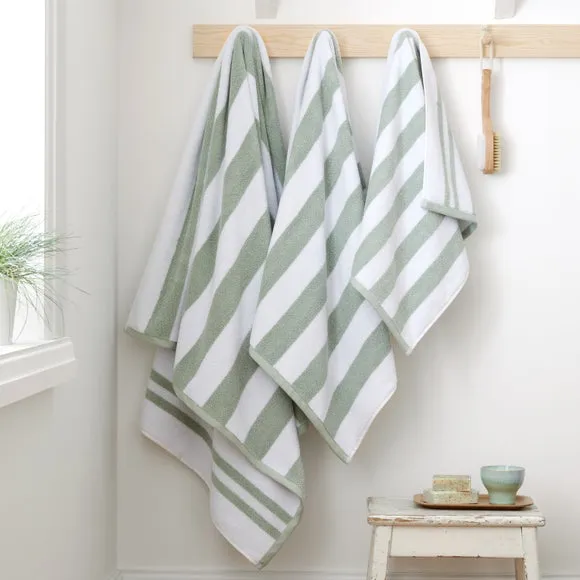 Reversible Stripe Towel - Sage, Cotton