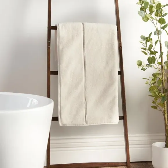 Satin Stitch Towel - Cream, Cotton