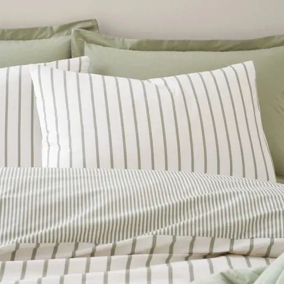Duvet Cover & Pillowcase Set - Green, Cotton