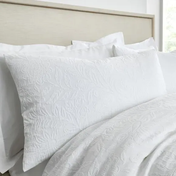 Duvet Cover Set with Jacquard - White, Cotton