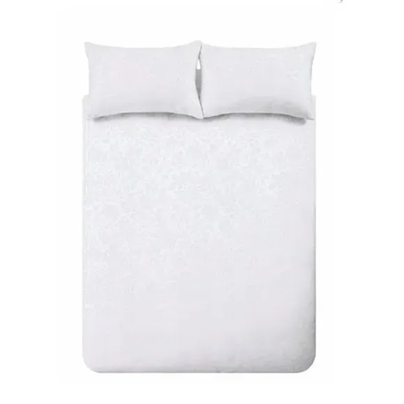 Duvet Cover Set with Jacquard - White, Cotton