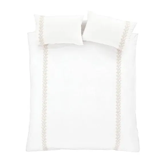 Embroidered Duvet Cover Set - Natural, Cotton