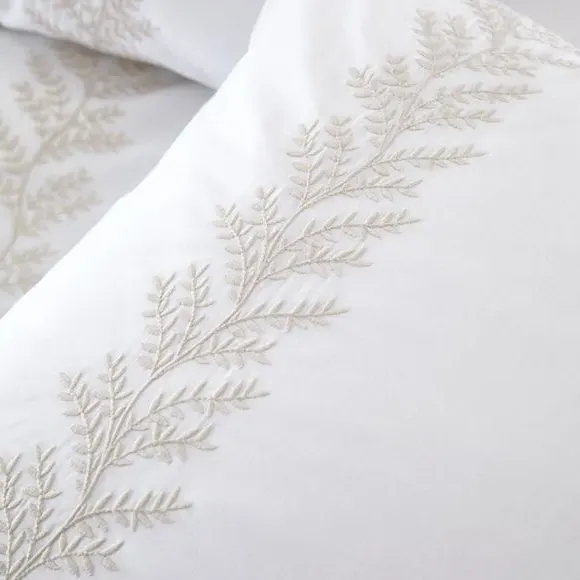 Embroidered Duvet Cover Set - Natural, Cotton